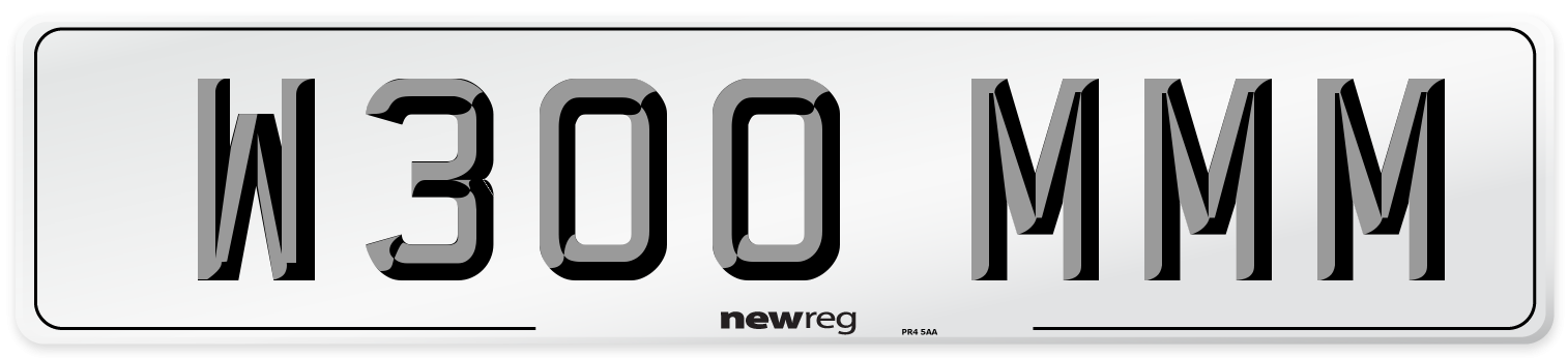 W300 MMM Number Plate from New Reg